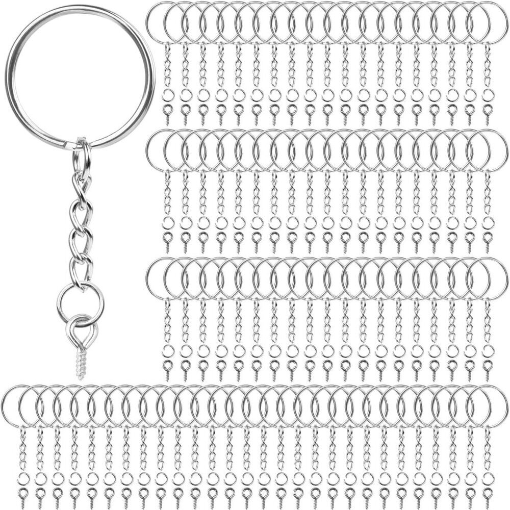 Keychain Rings for Crafts, 360Pcs Keychains for Resin Include Key Rings with Cha